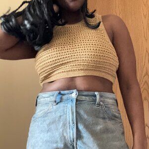 H&M x White Lotus Glittery crochet-look top